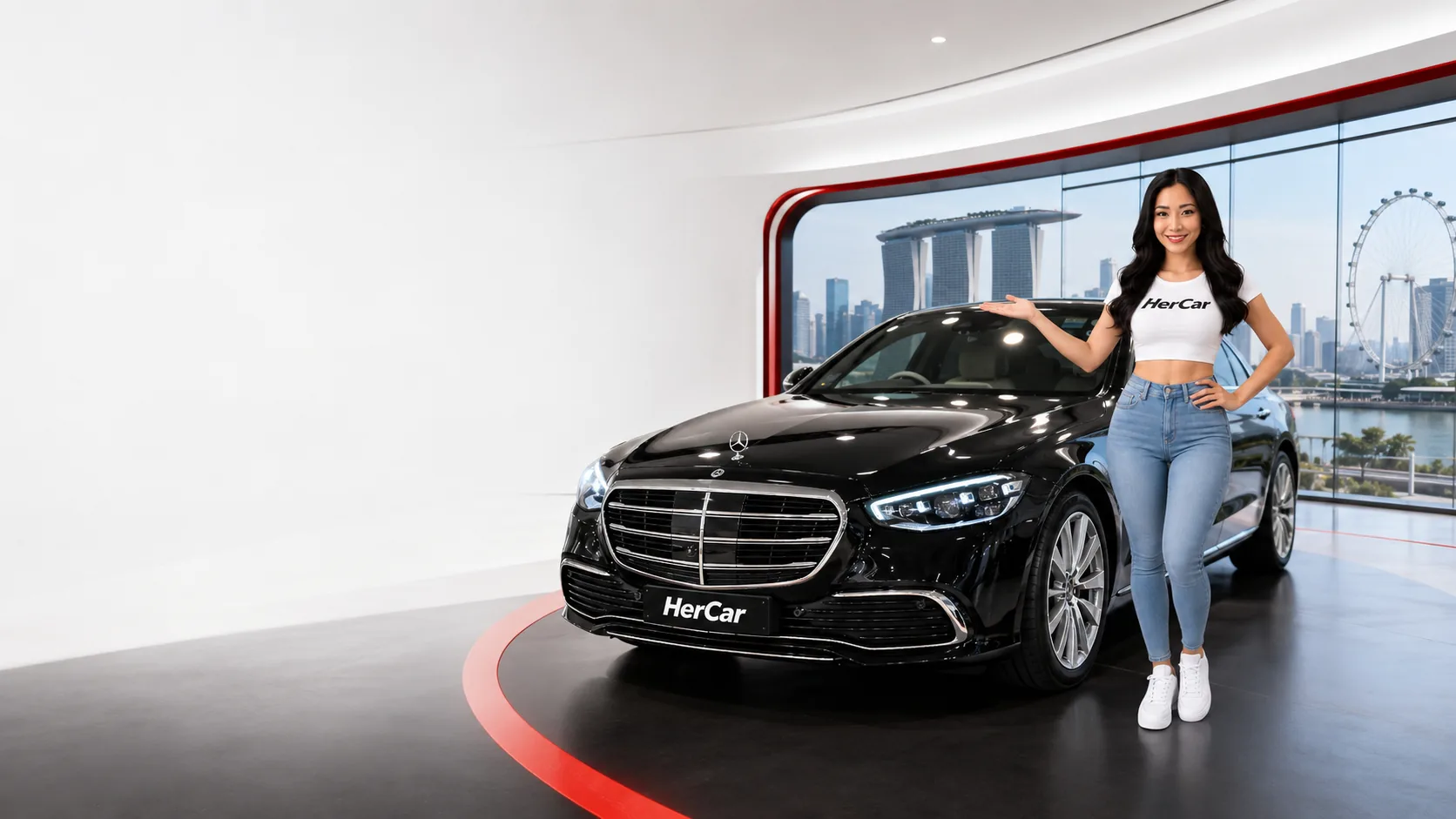 Andrea presenting a premium Mercedes-Benz in the HerCar showroom